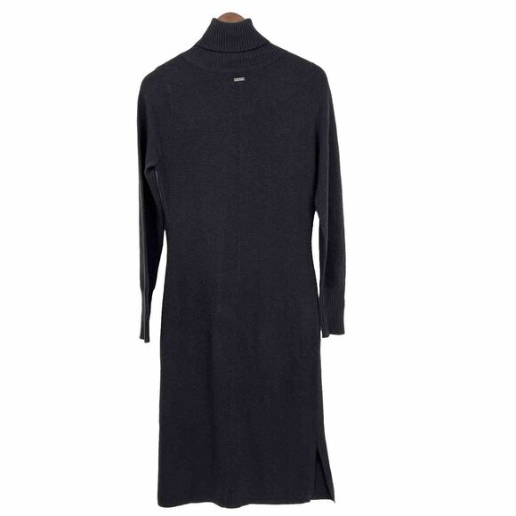 prAna Figaro Sweater Dress S Black Stretch Midi Spring Side Slit Stretch - Picture 2 of 11